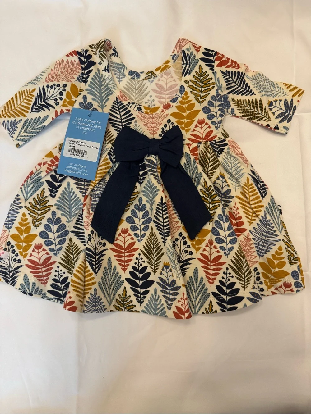 RuffleButts Leaf Print Baby Twirl Dress 3–6mos